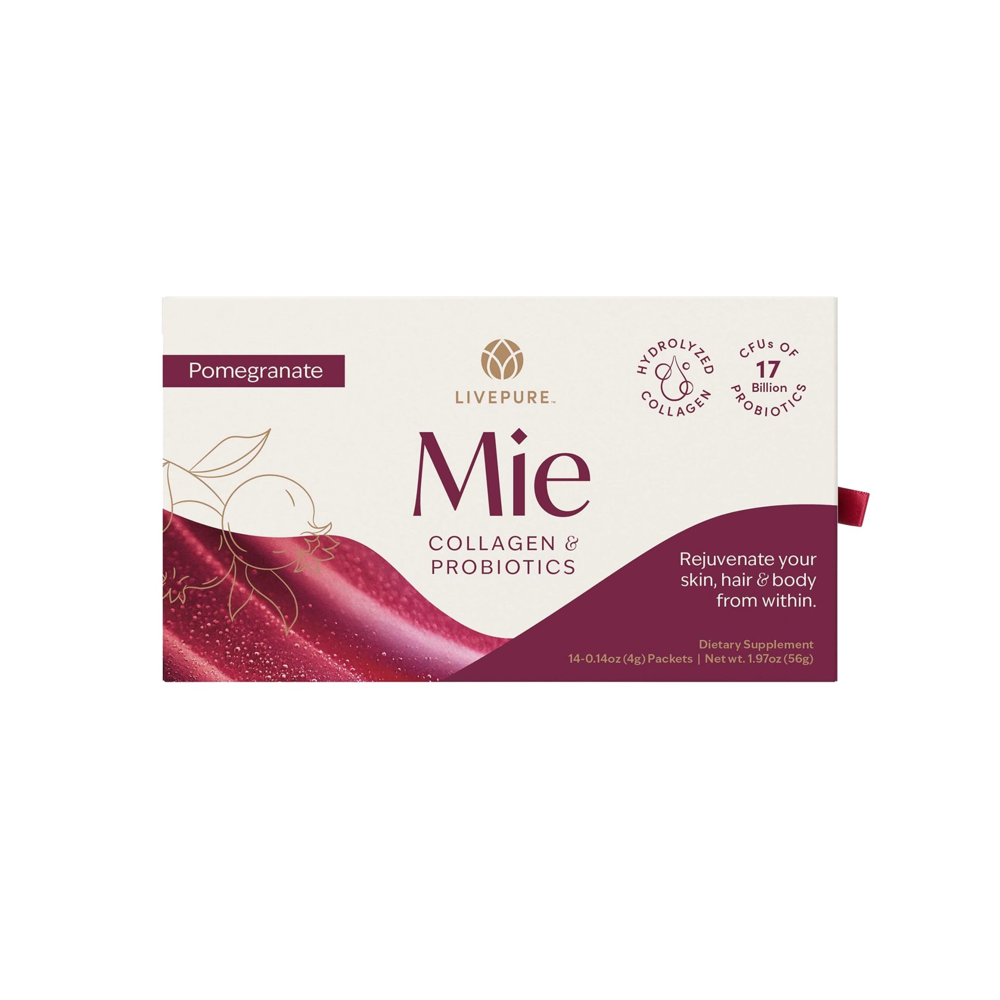 PURE Mie Collagen + Probiotics Pomegranate Powder 1.97 oz