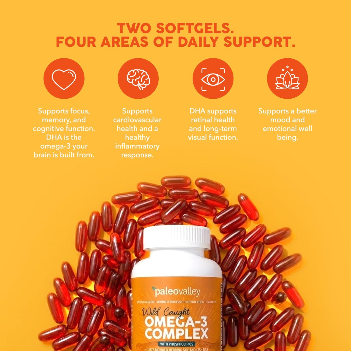 Paleovalley Omega-3 Complex Wild Caught Fish Oil Softgels 56 Count