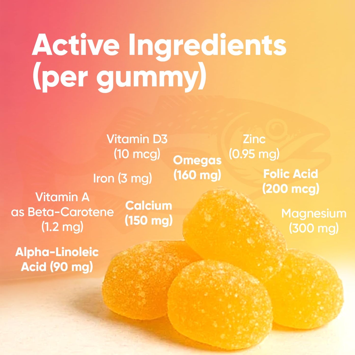 SCOTT'S EMULSION Omega-3 Gummies for Kids Mango Flavor, Fish Oil + Iron, Immune Support & Brain Health, 30 Gummies