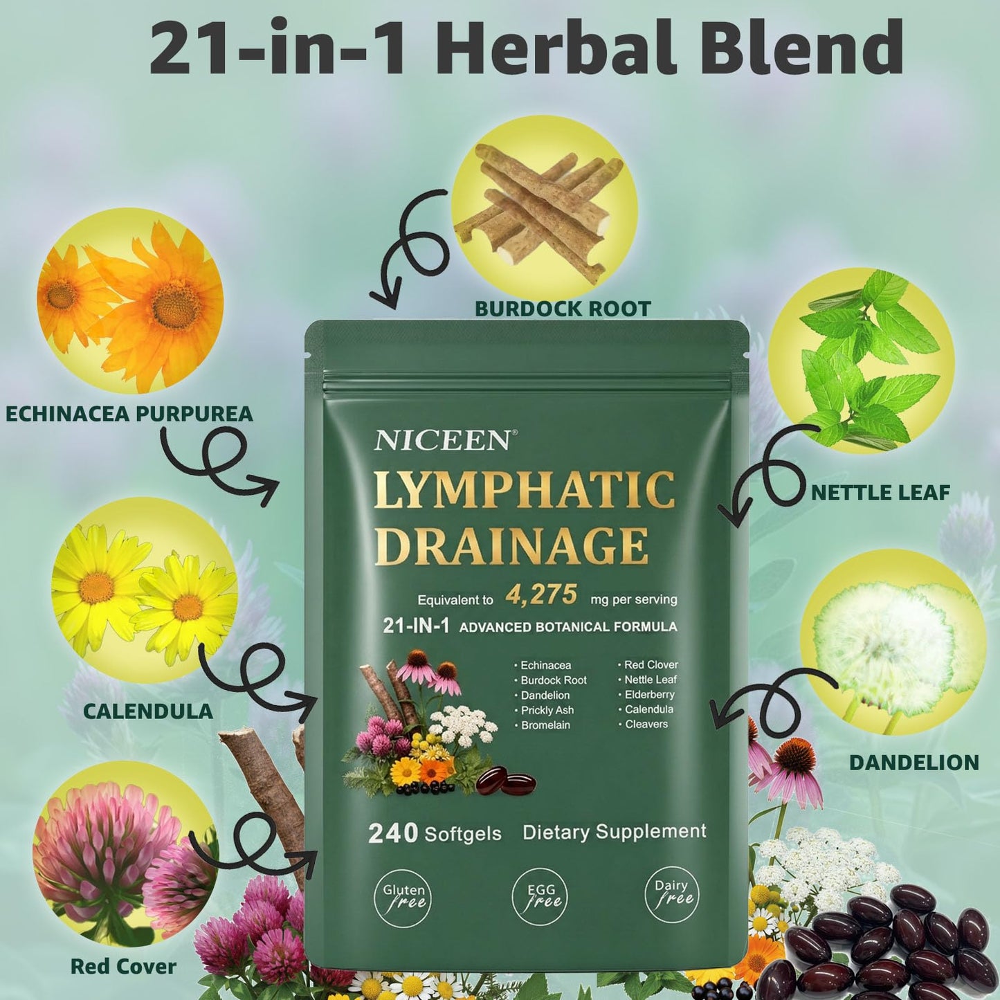 NICEEN Lymphatic Drainage Supplements Softgel 240