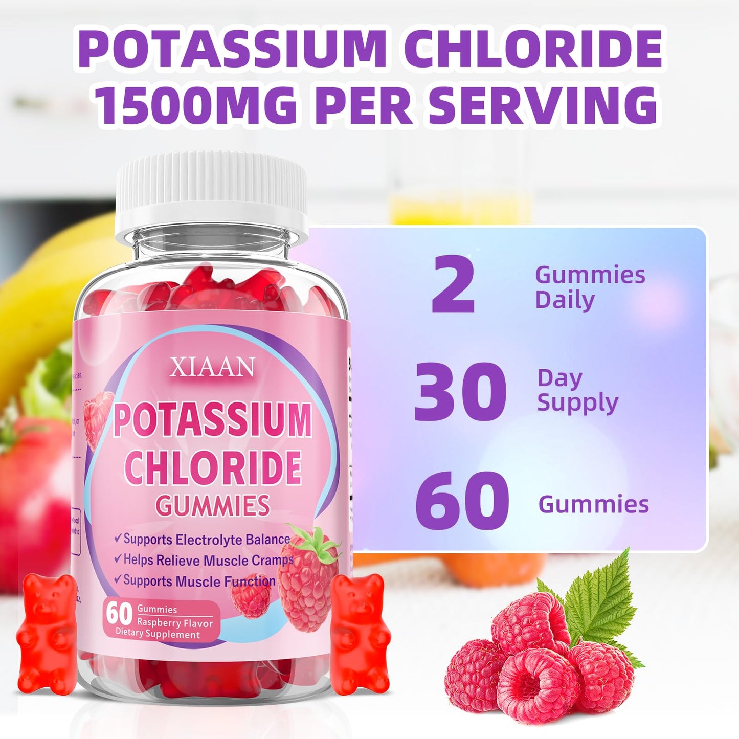 XIAAN Potassium Gummies 120 Count