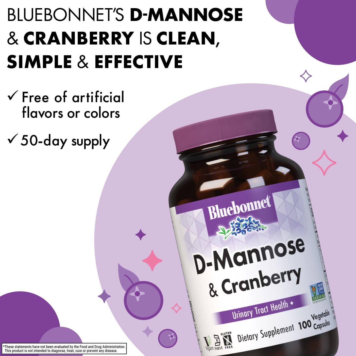 BlueBonnet D-Mannose & Cranberry Capsules, 100 Capsules