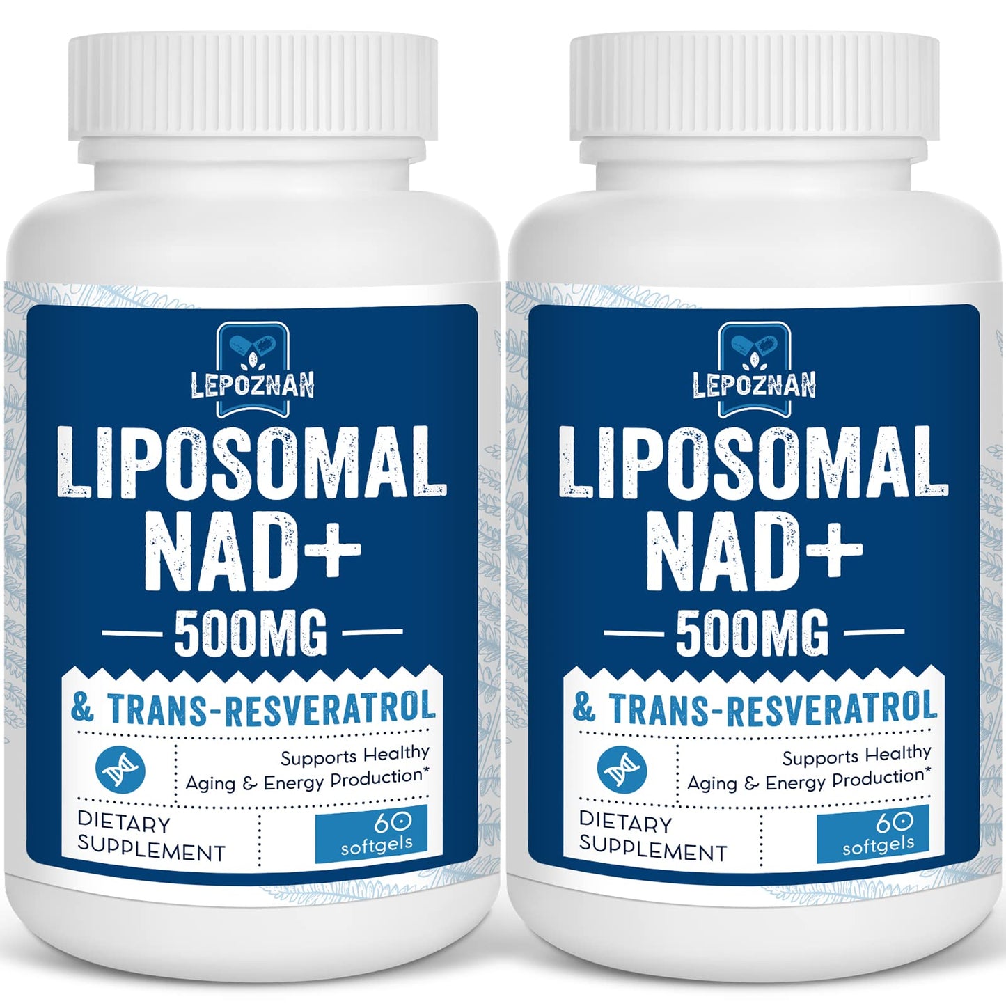 Lepoznan Liposomal NAD+ 500 mg + Trans-Resveratrol 300 mg Softgels, 120 Count