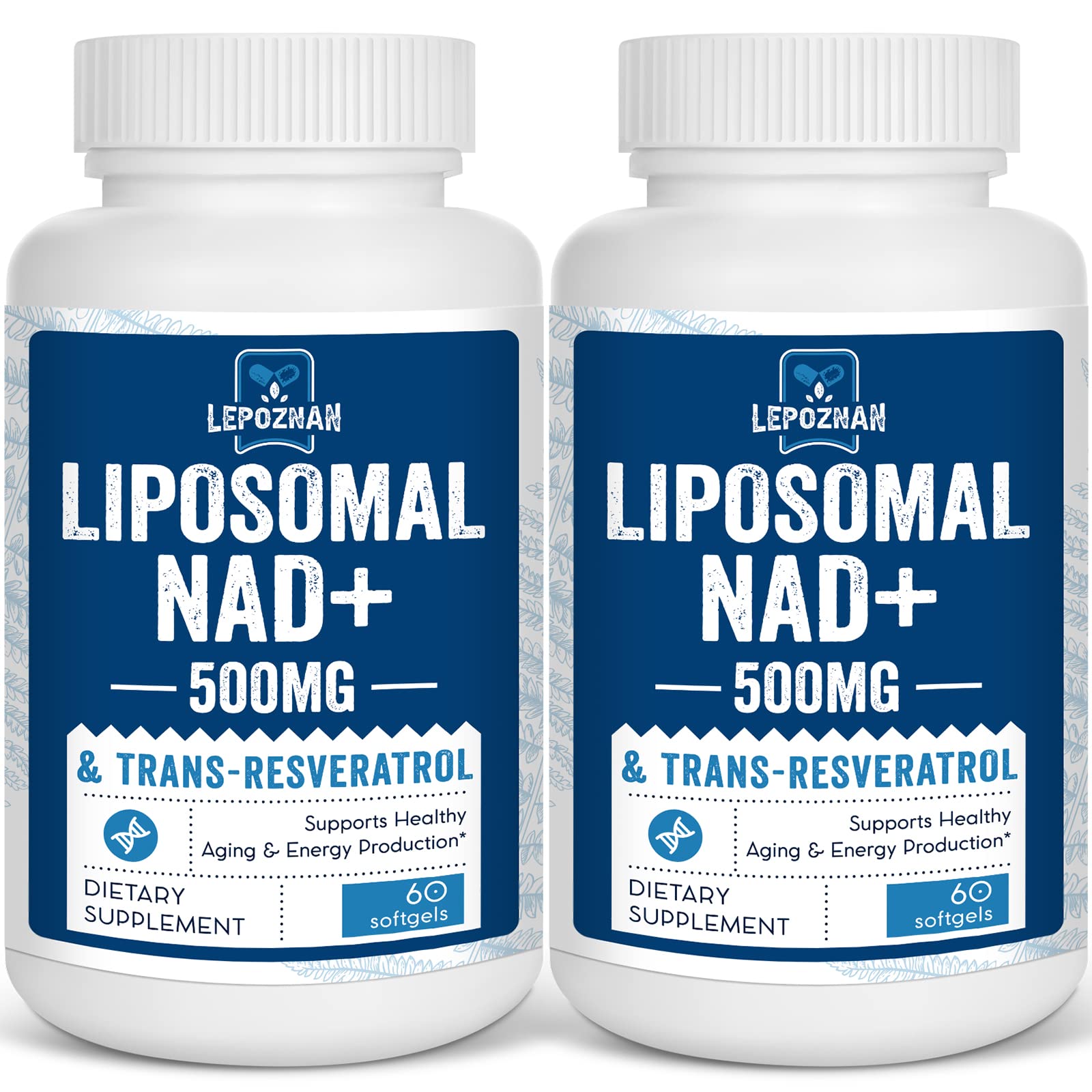 Lepoznan Liposomal NAD+ 500 mg + Trans-Resveratrol 300 mg Softgels, 120 Count