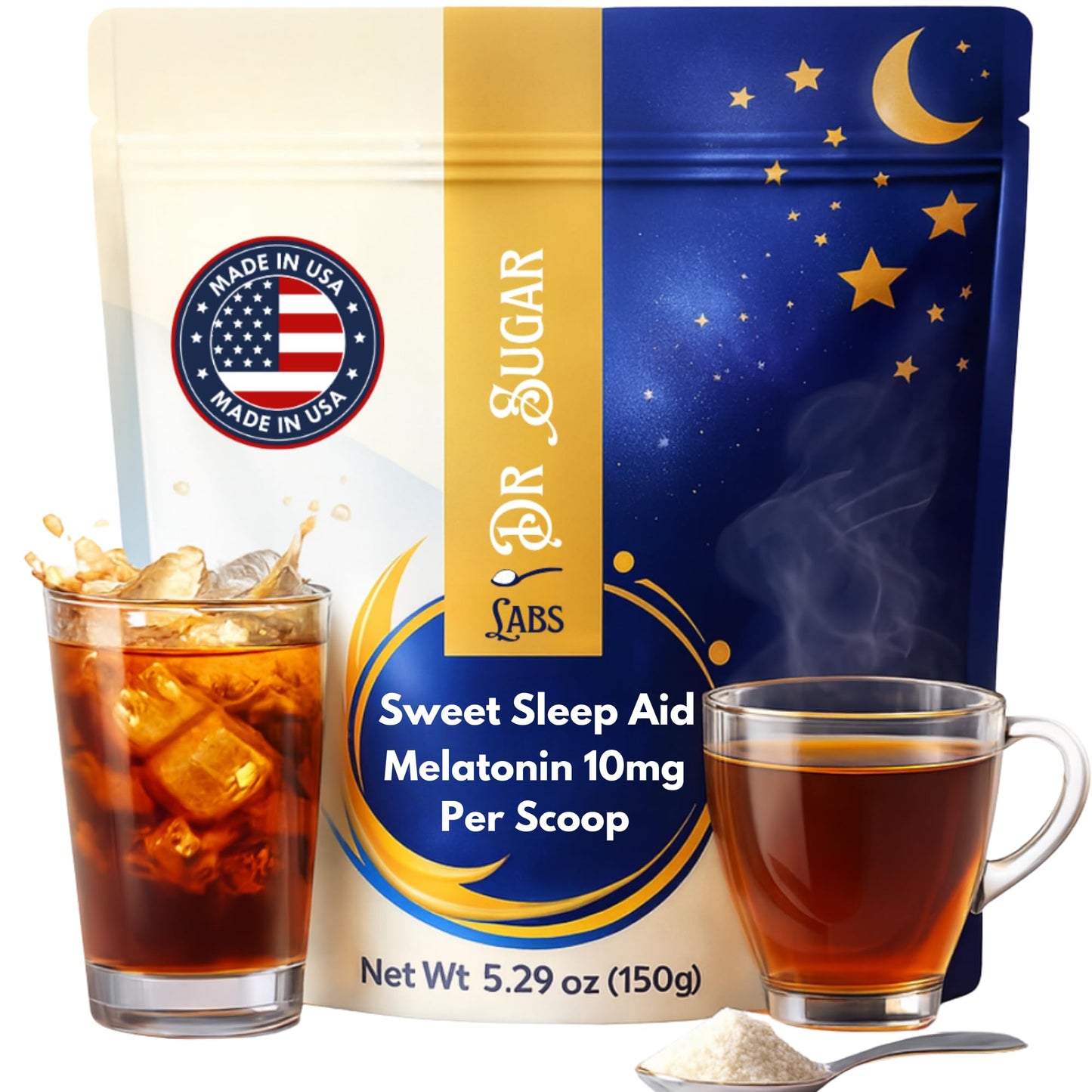 Dr Sugar Labs Powerful Sleep Aid Sweet Melatonin Blend Powder 5.29 Ounce