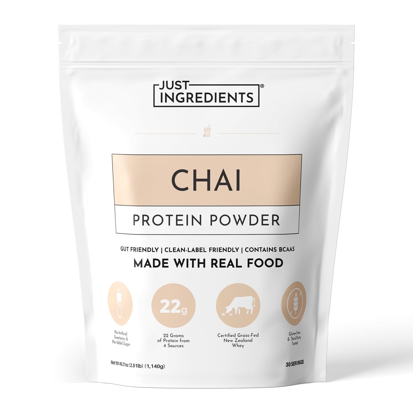 JUST INGREDIENTS Chai Protein Powder 23 Servings