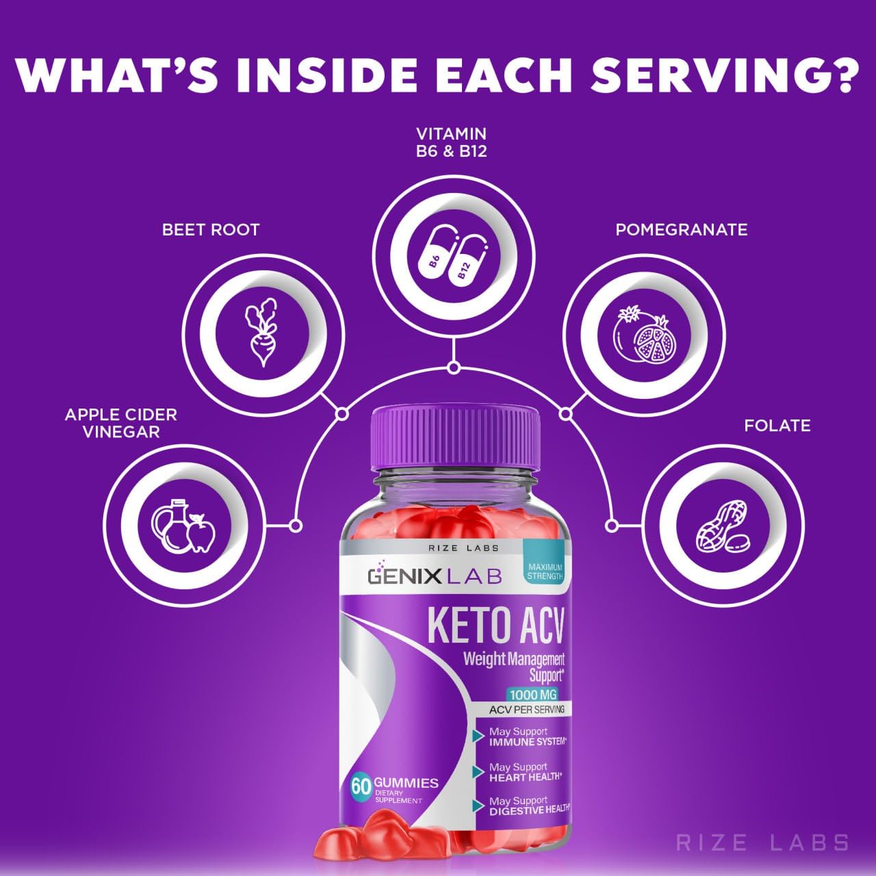 Rize Labs Genix Lab Keto ACV Gummies 180 Gummies