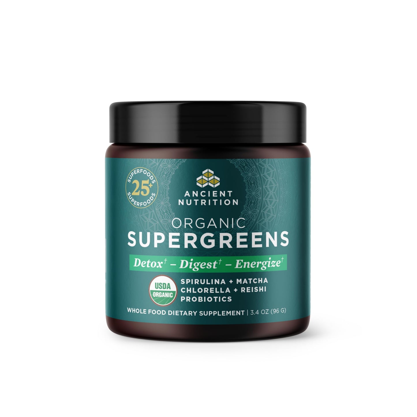 Ancient Nutrition Organic SuperGreens Powder with Probiotics 3.4 oz