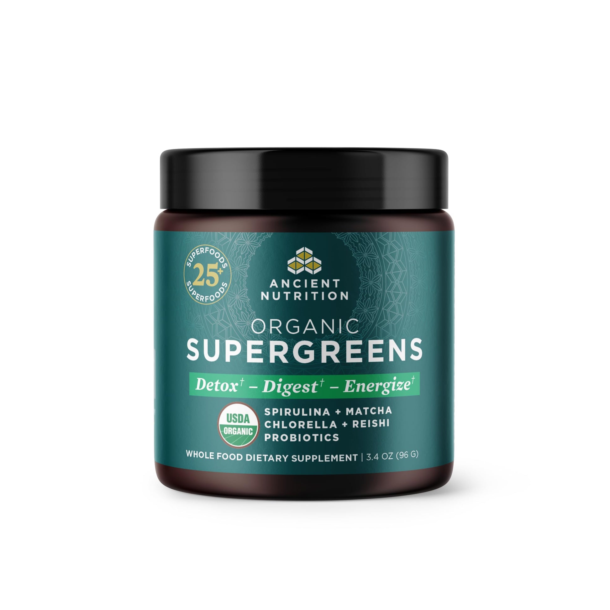 Ancient Nutrition Organic SuperGreens Powder with Probiotics 3.4 oz
