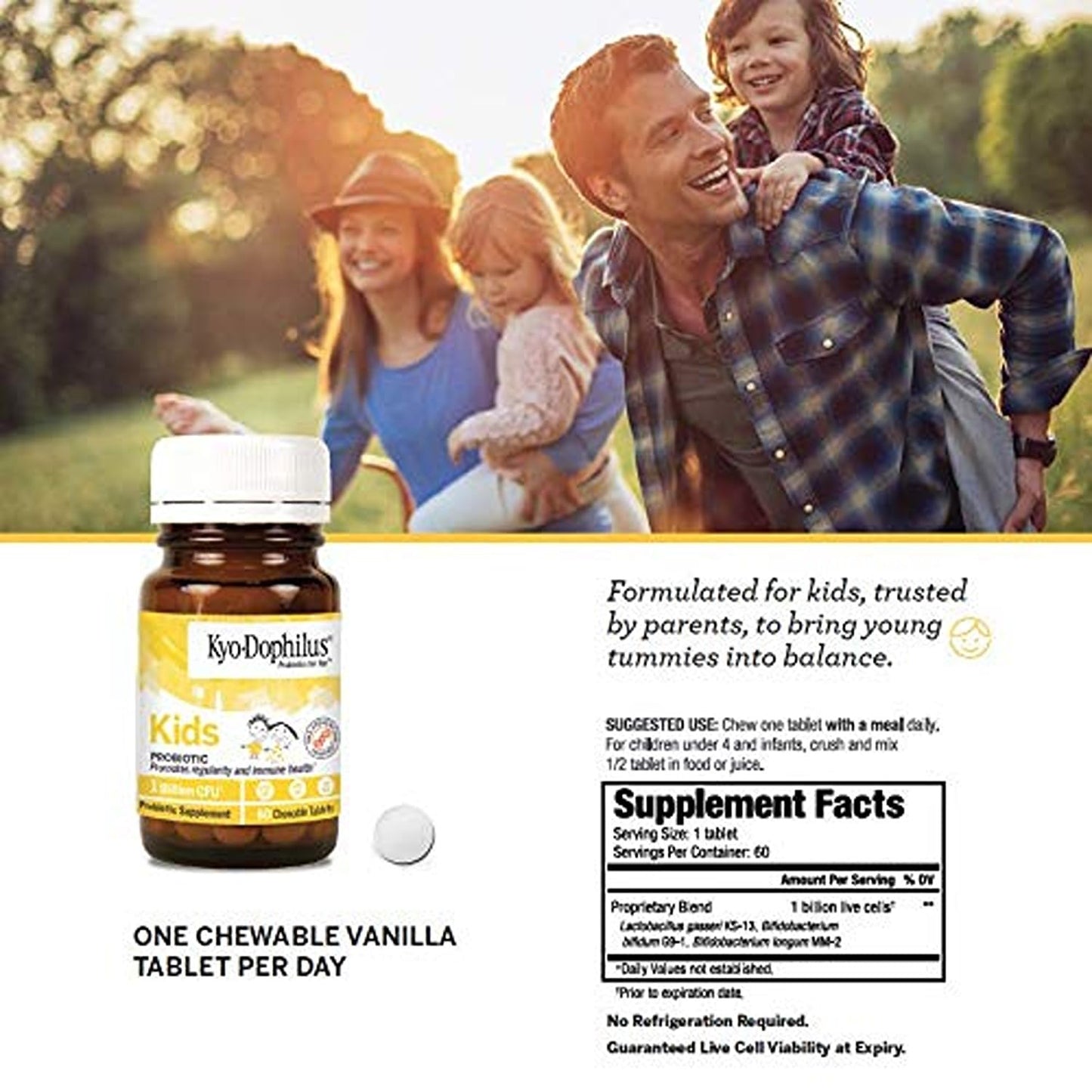 Kyolic Kyo-Dophilus Kids Probiotic Tablet, 60 Tablets