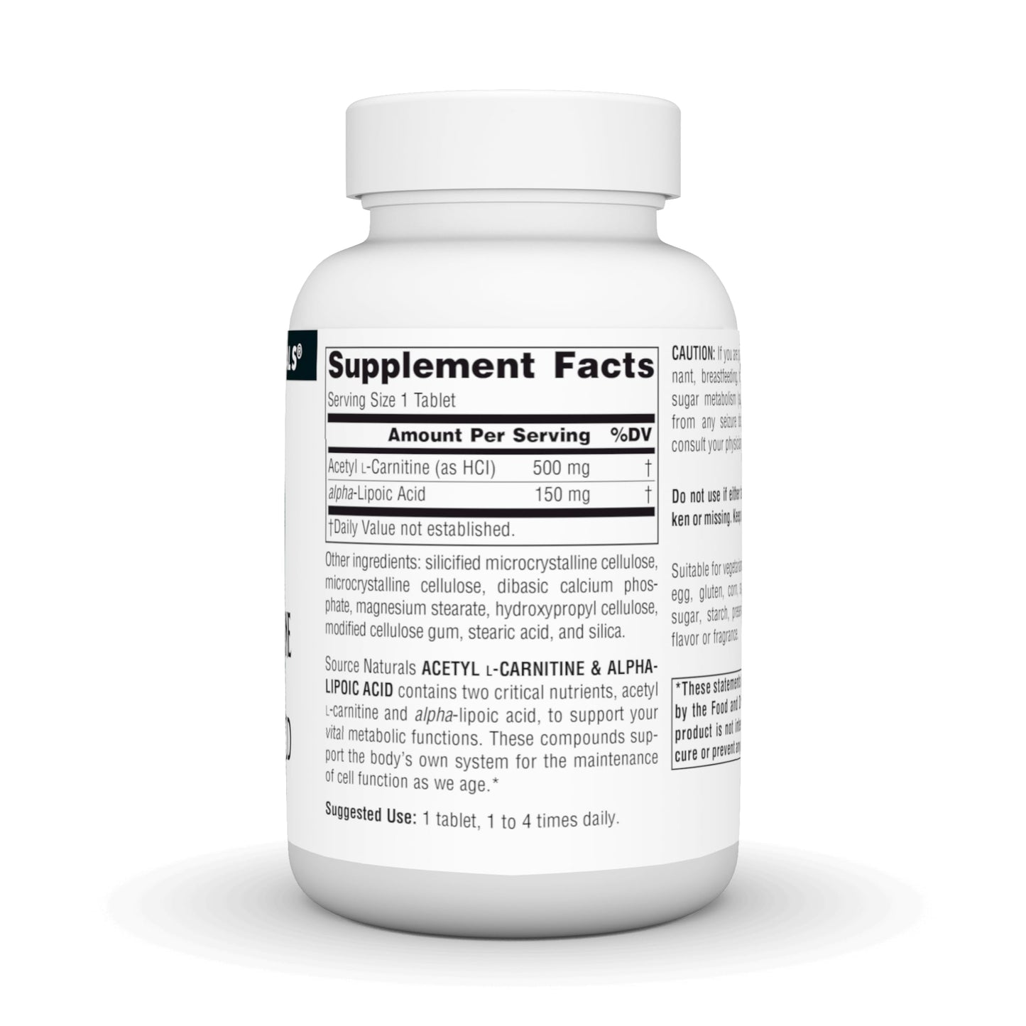 Source Naturals Acetyl L-Carnitine & Alpha-Lipoic Acid, for Cellular Vitality*, 650mg, 60 Tablets