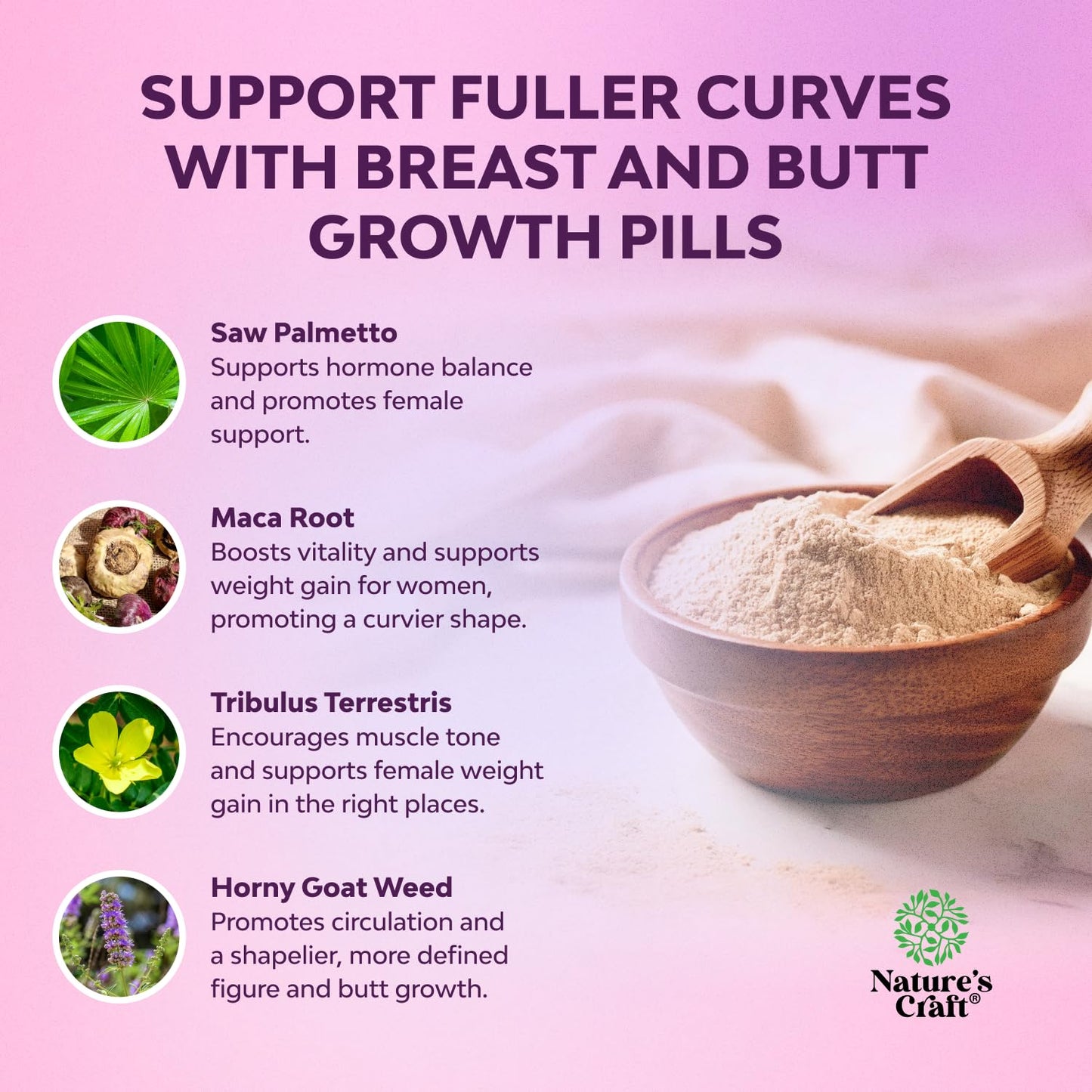 Natures Craft G-Curve Butt & Breast Enhancement Weight Gain Pills for Women 60 Capsules