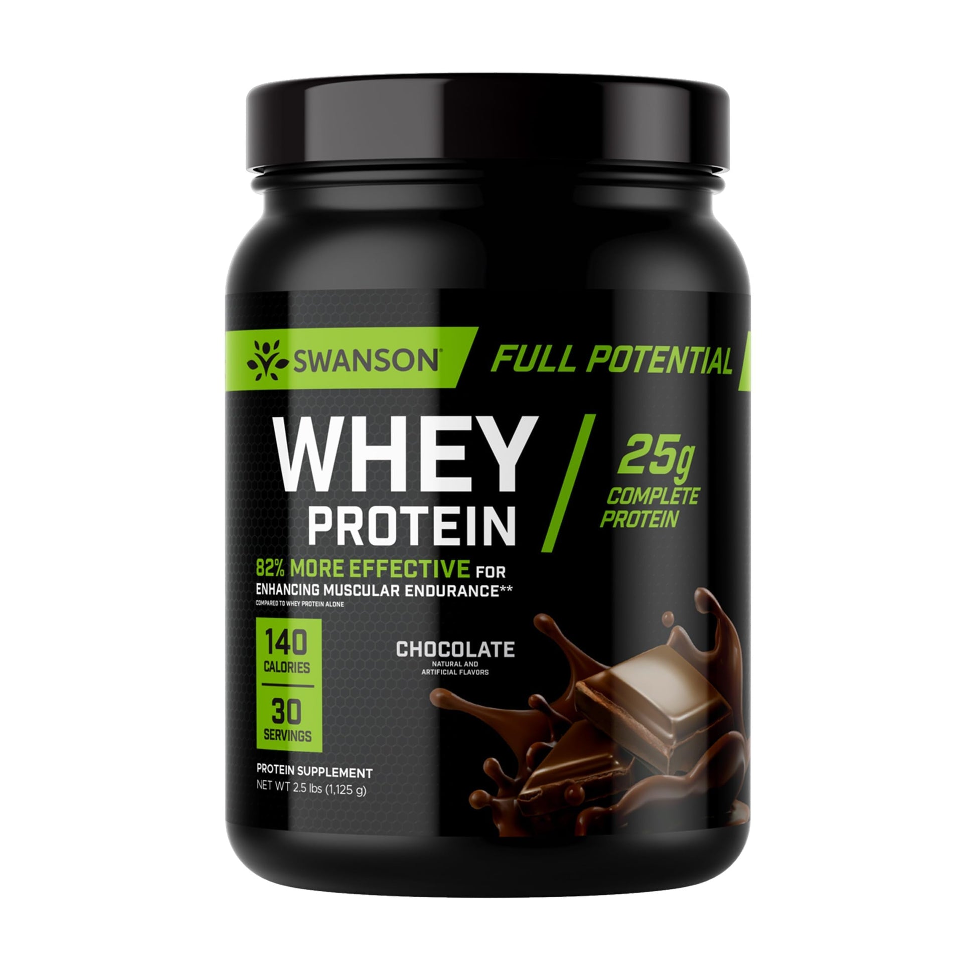 Swanson Full Potential Whey Protein with Velositol Powder, Chocolate, 40 Servings