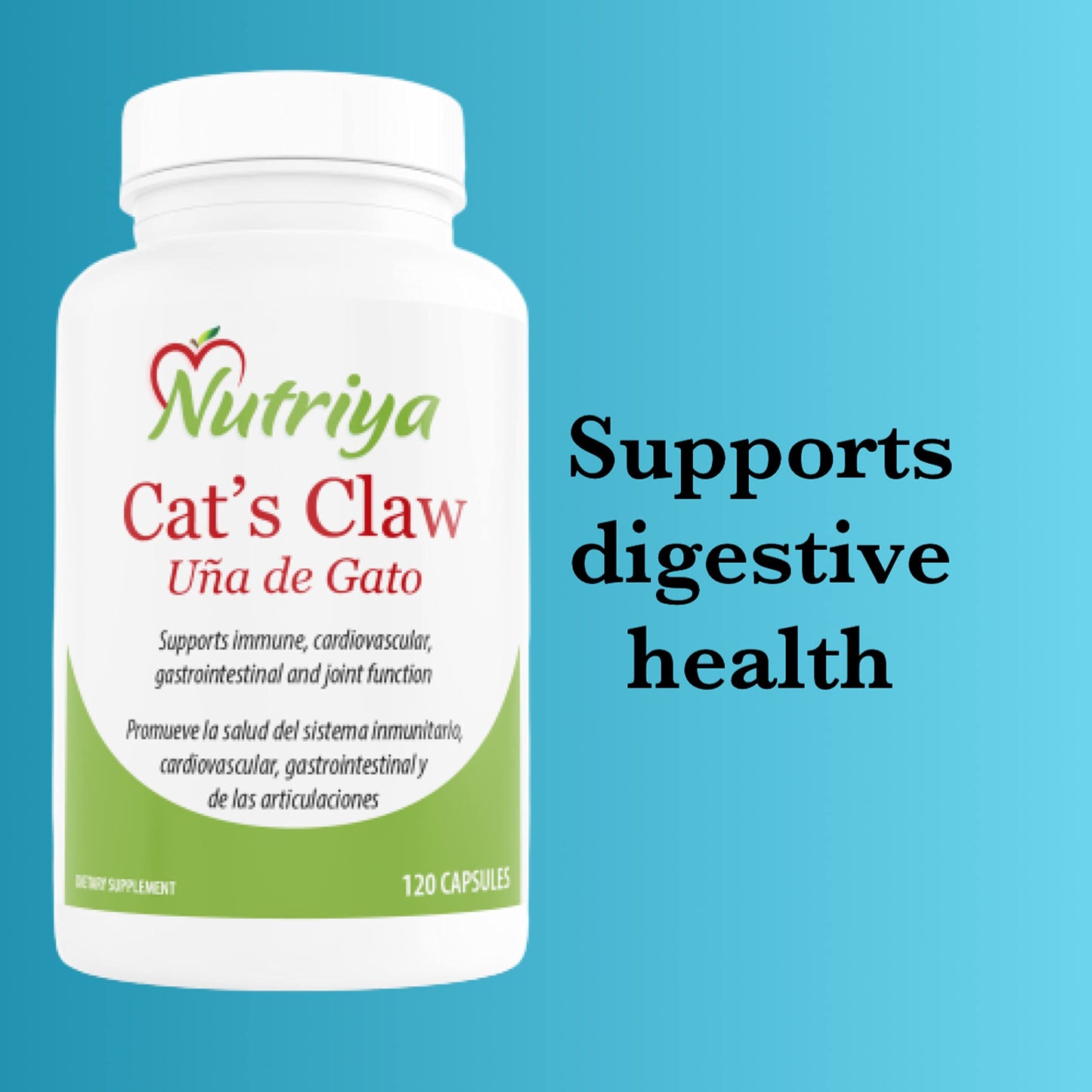 Nutriya Cat's Claw (Uña de Gato) Uncaria Tomentosa Vegetarian Capsules 120 Count
