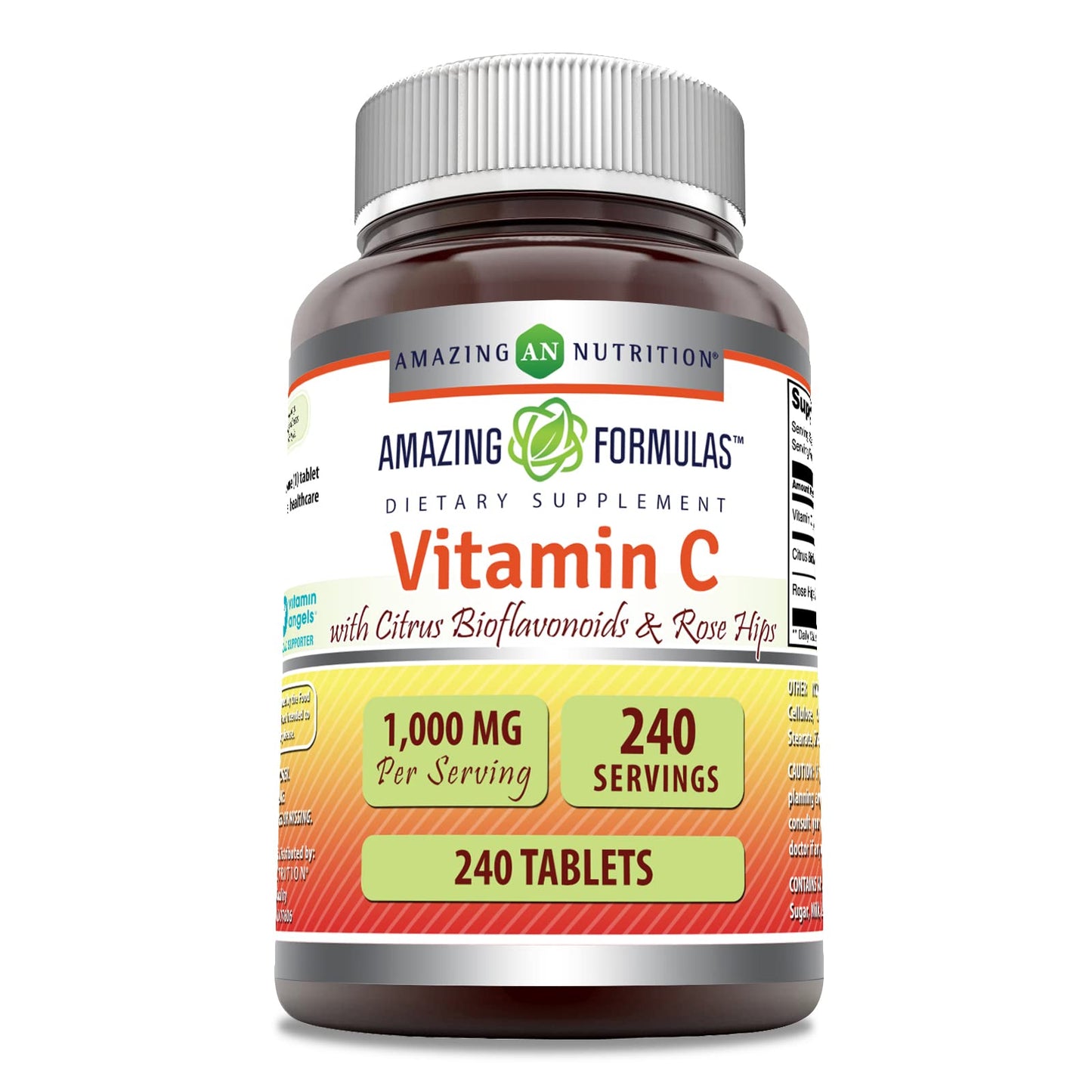Amazing Nutrition Vitamin C with Rose HIPS and Citrus Bioflavonoids 240 Tablets