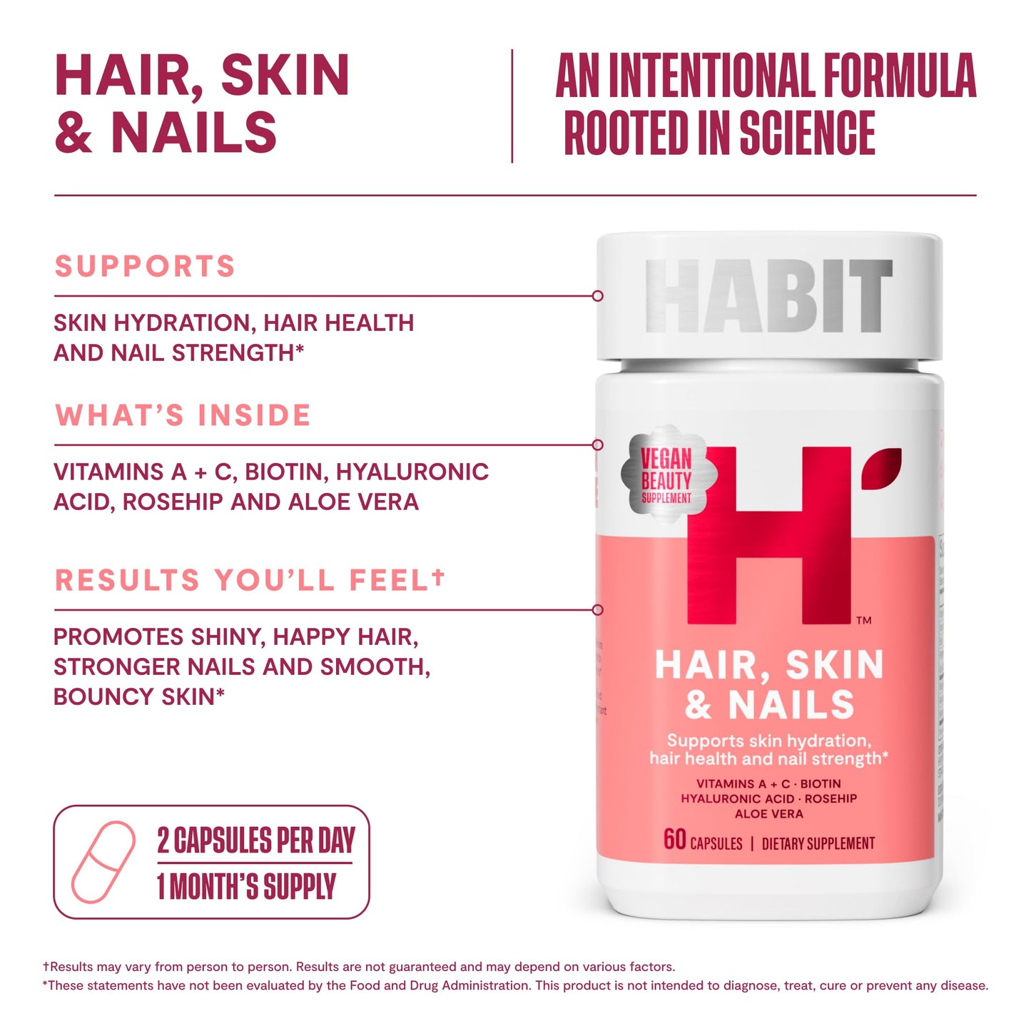 H' Habit Inner Beauty Bundle Collagen and Hair Skin & Nails, 120 Capsules