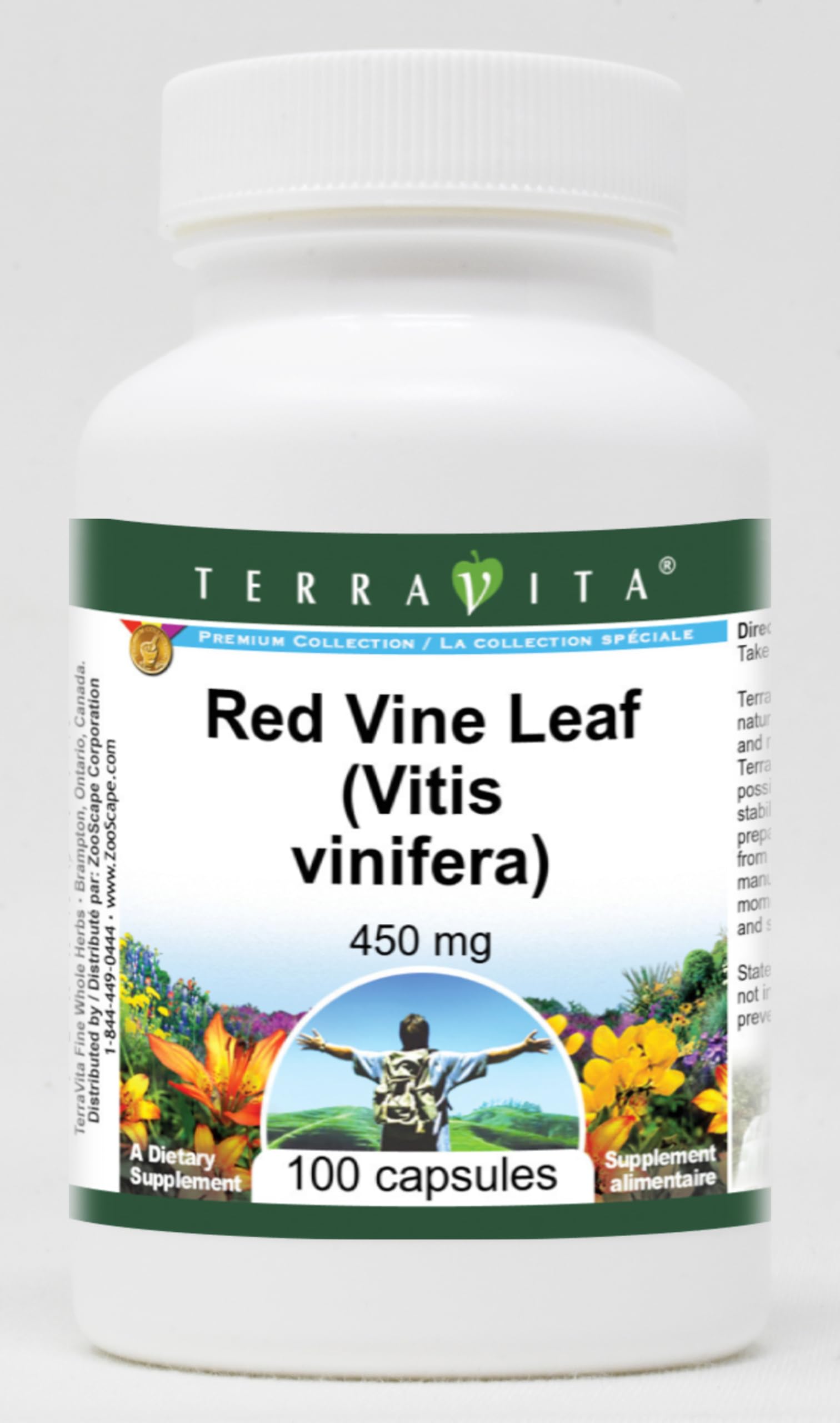 Terravita Red Vine Leaf (Vitis vinifera) - 450 mg Capsule, 300 Count