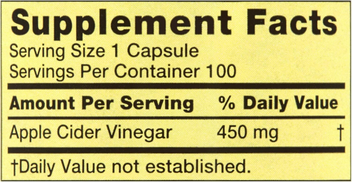 BASKETGOODS Apple Cider Vinegar Capsules 450 mg 100 Count