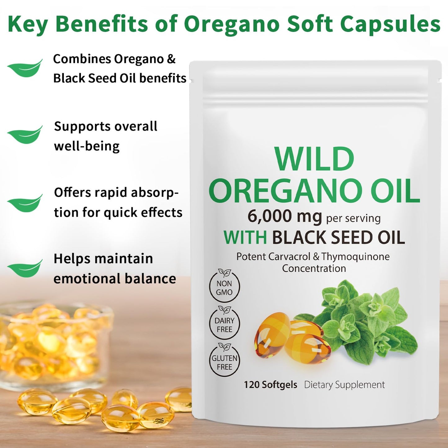 Daiasns Oil of Oregano Softgels 120 Count