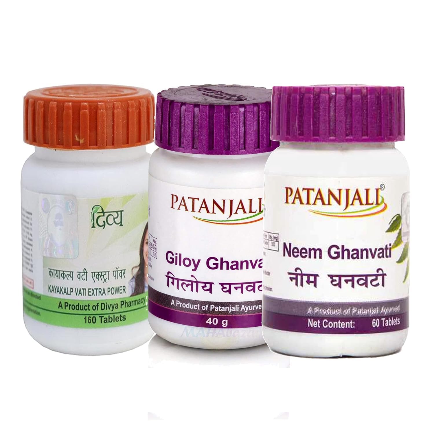 Rang Bliss Ayurvedic Wellness Combo Pack Kayakalp Vati Extra Power Giloy Ghan Vati Neem Ghan Vati, 60 Tablets