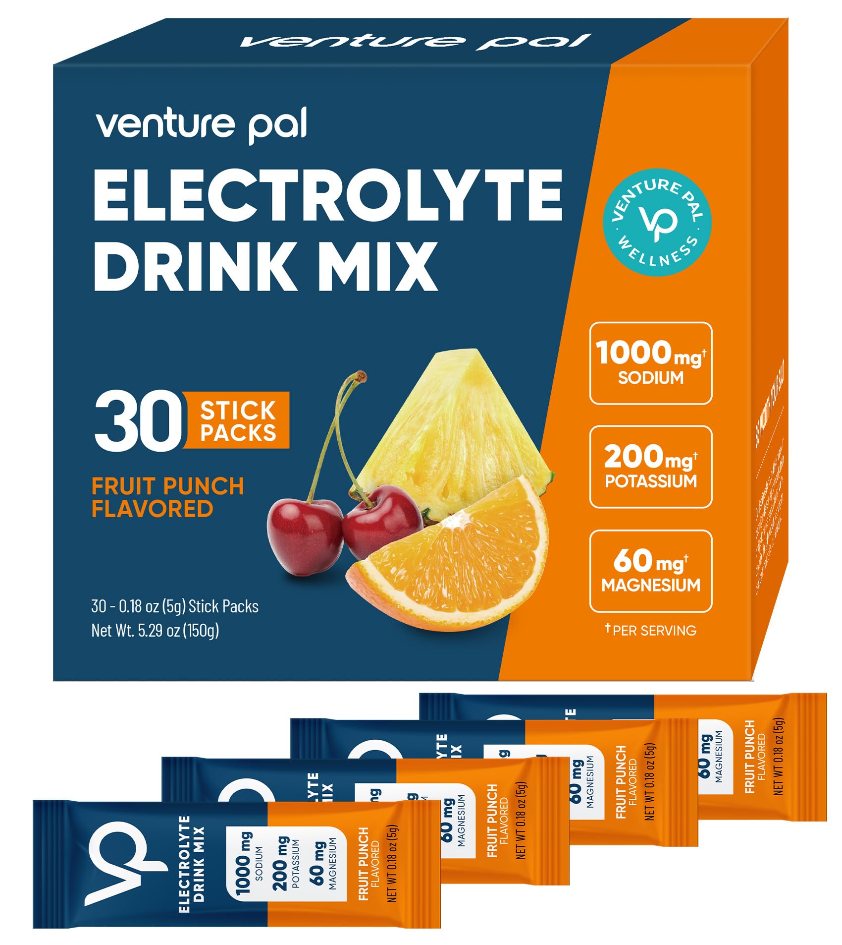 Venture Pal High Sodium Sugar-Free Electrolytes Powder Packets 180