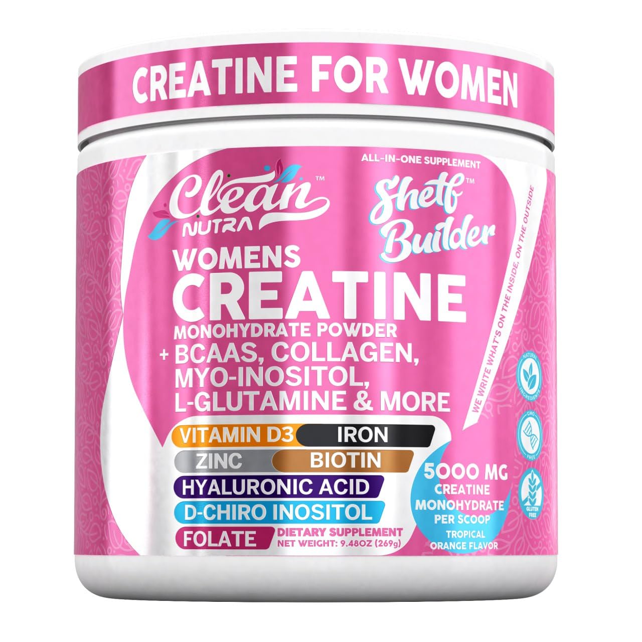 Clean Nutraceuticals Creatine Monohydrate + BCAA Powder 9.48 Ounce
