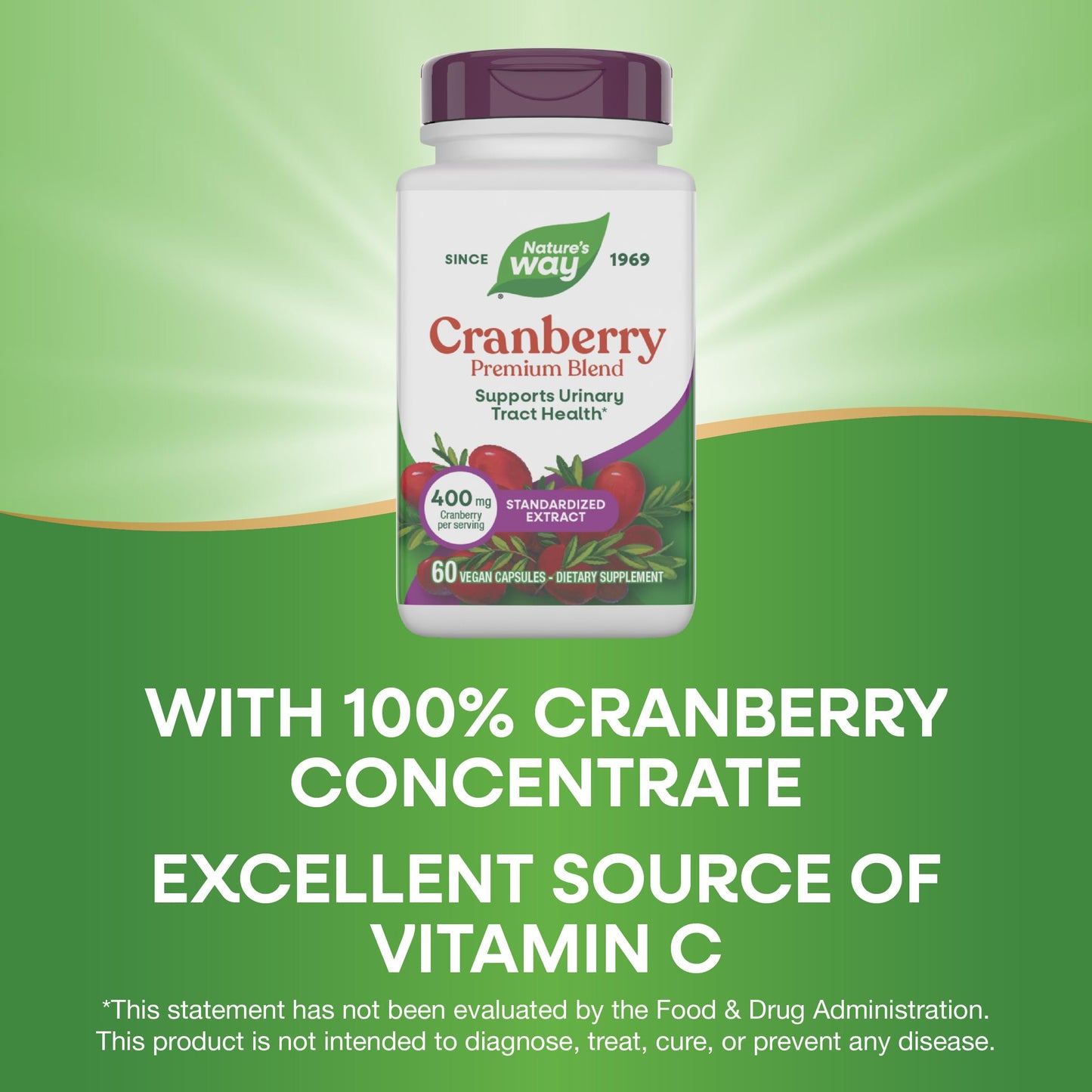 Nature's Way Premium Blend Cranberry Urinary Tract Health Support Capsules, 60 Count