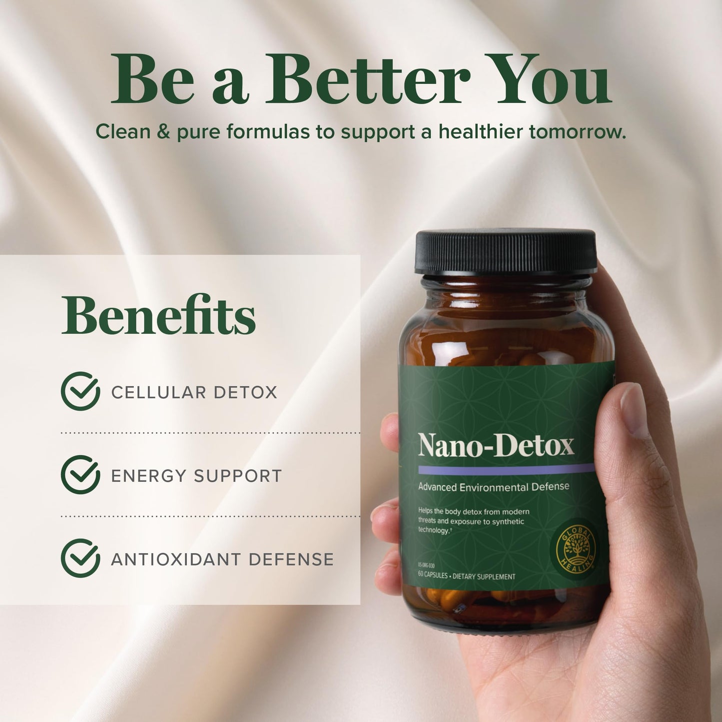 Global Healing Center Nano Detox with NMN & Fisetin Capsules 60 Count