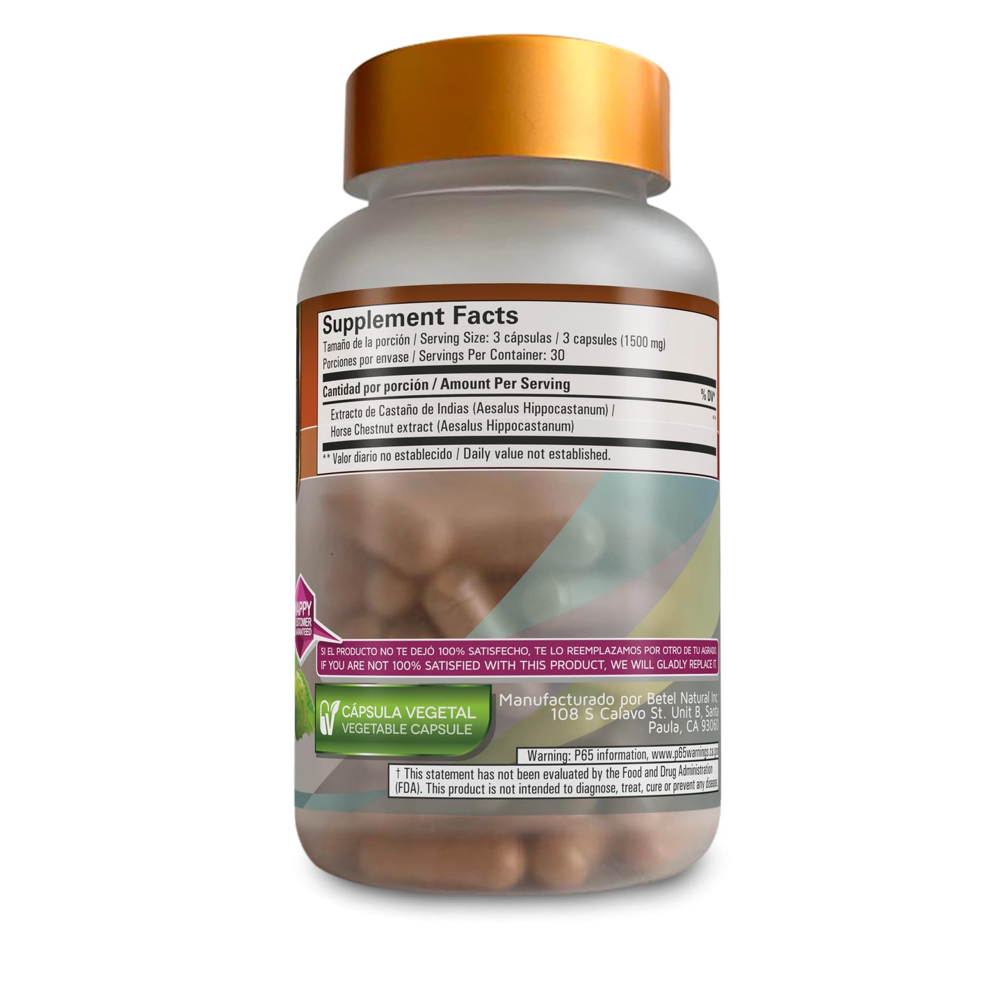 Betel Natural Horse Chestnut 1500 mg Capsules, 90 Count
