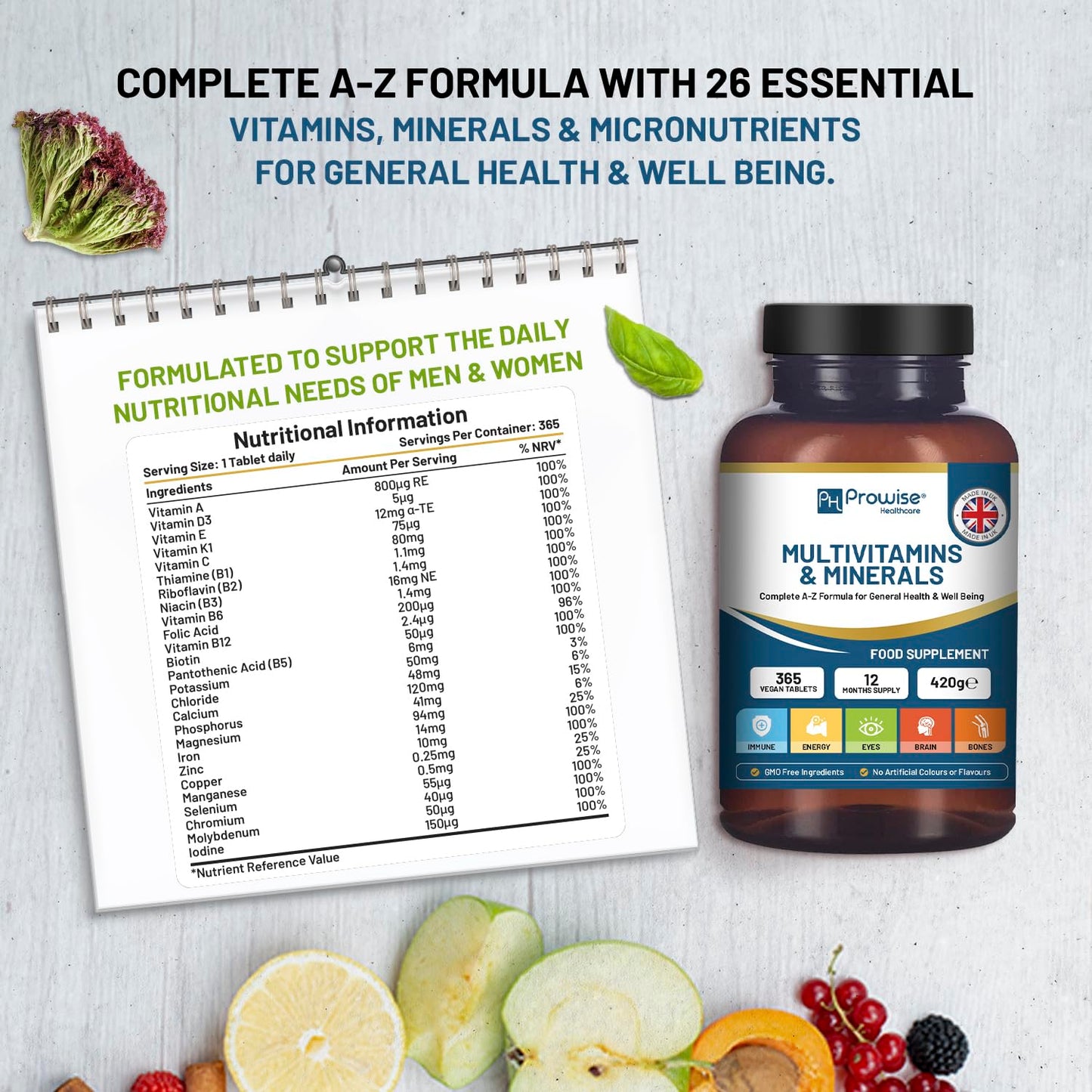 PH PROWISE Healthcare A-Z Multivitamins & Minerals Tablets 365 Count
