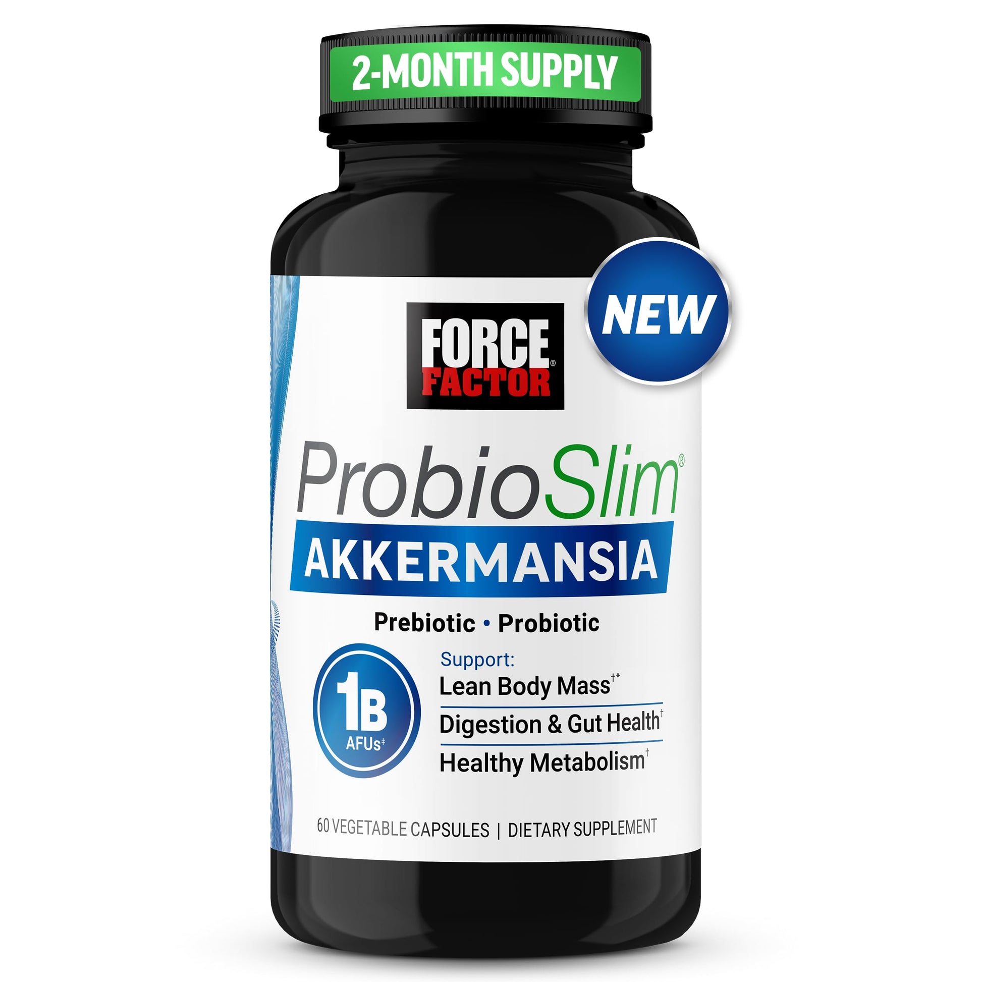 Force Factor ProbioSlim Akkermansia Prebiotics & Probiotics Vegetable Capsules 60 Count
