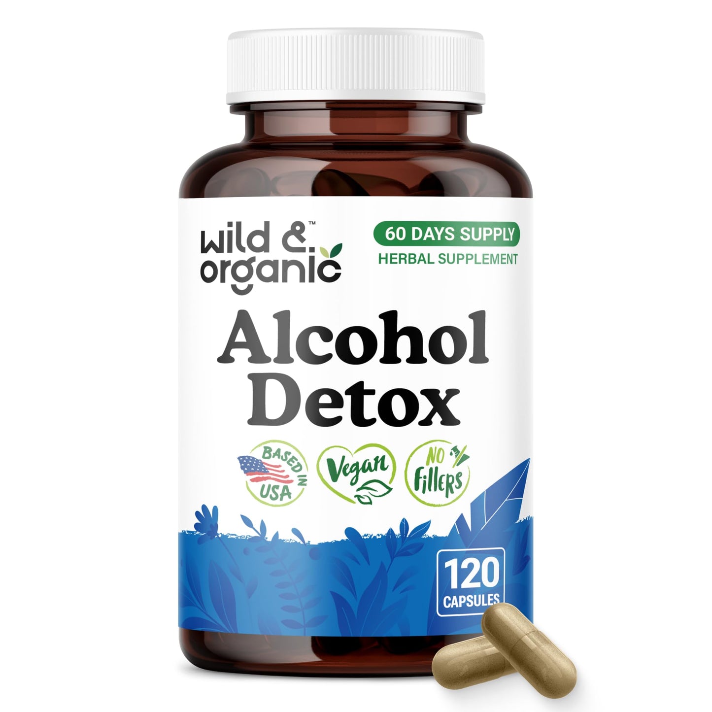 Wild & Organic Alcohol Detox Liver & Kidney Support 120 Capsules