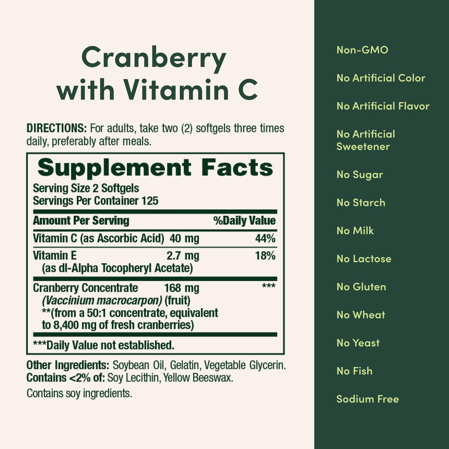 Nature's Bounty Cranberry Softgels for Women Urinary Tract Health with Concentrate & Vitamin C 250