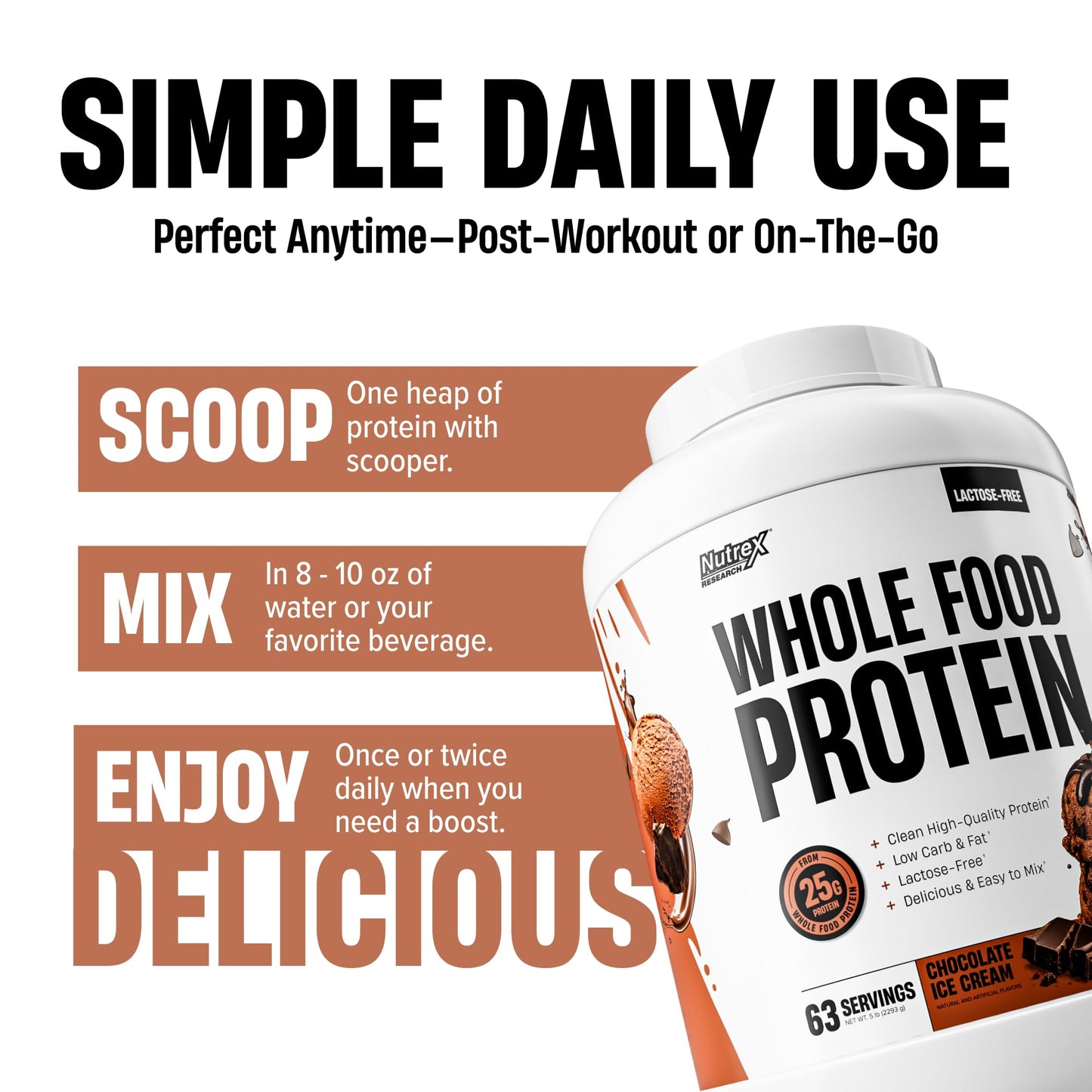Nutrex Research Whole Food Protein Powder, 63 Servings