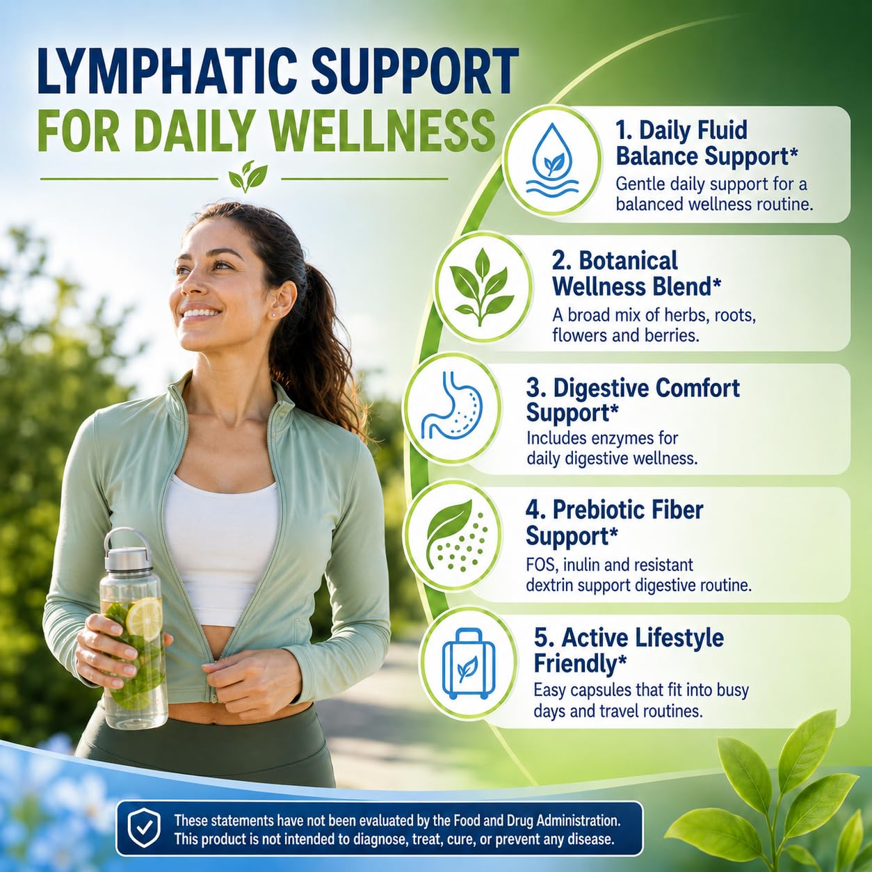 Wellgiuueo Lymphatic Drainage Supplements for Women and Men, 90 Capsules