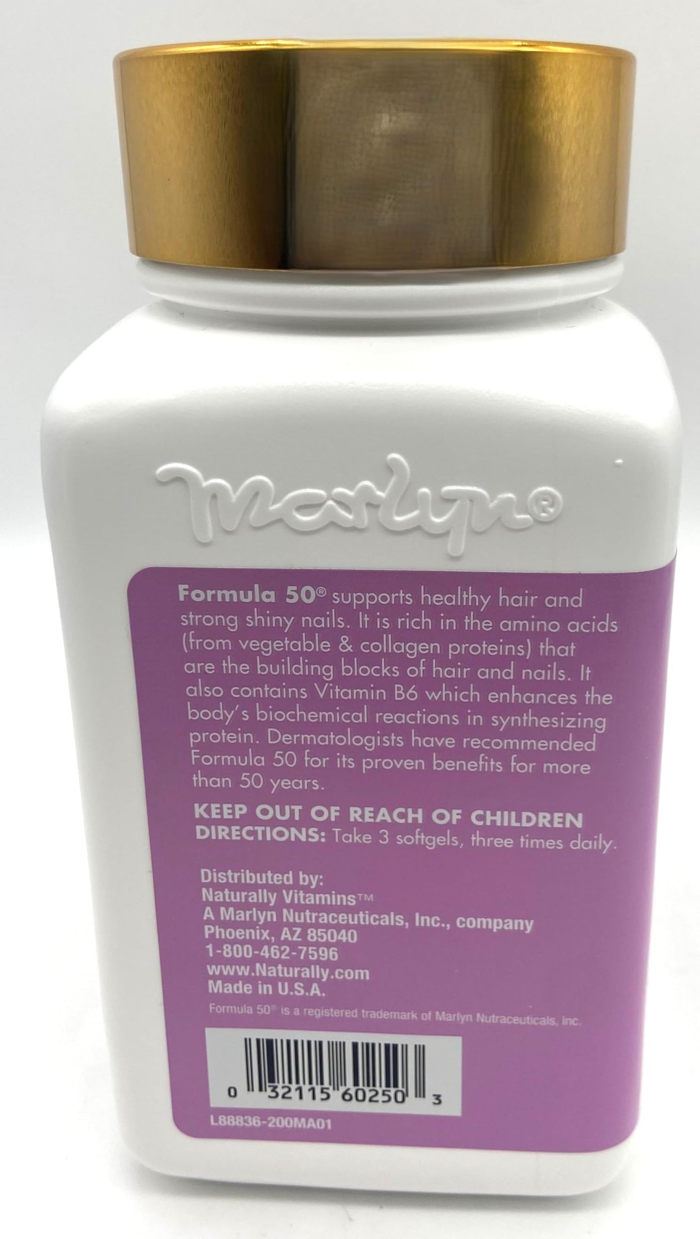 MARLYN Formula 50 Hair and Nails Growth Vitamin Supplement, Amino Acids Softgel 200