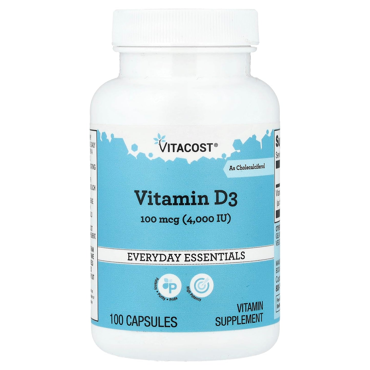Vitacost Vitamin D3 (as Cholecalciferol) 4000 IU, 100 Capsules