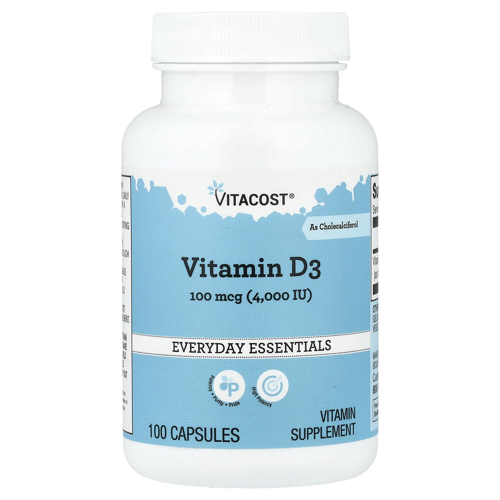 Vitacost Vitamin D3 (as Cholecalciferol) 4000 IU, 100 Capsules