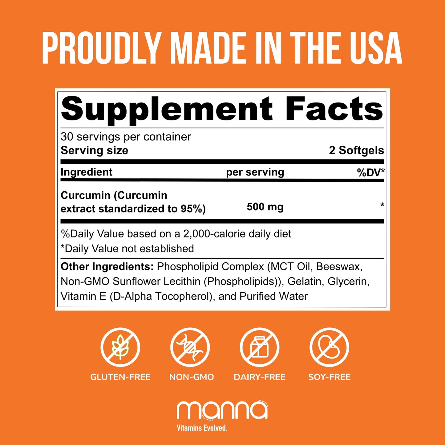 Manna Vitamins Evolved Liposomal Curcumin+ Softgels 60 Count