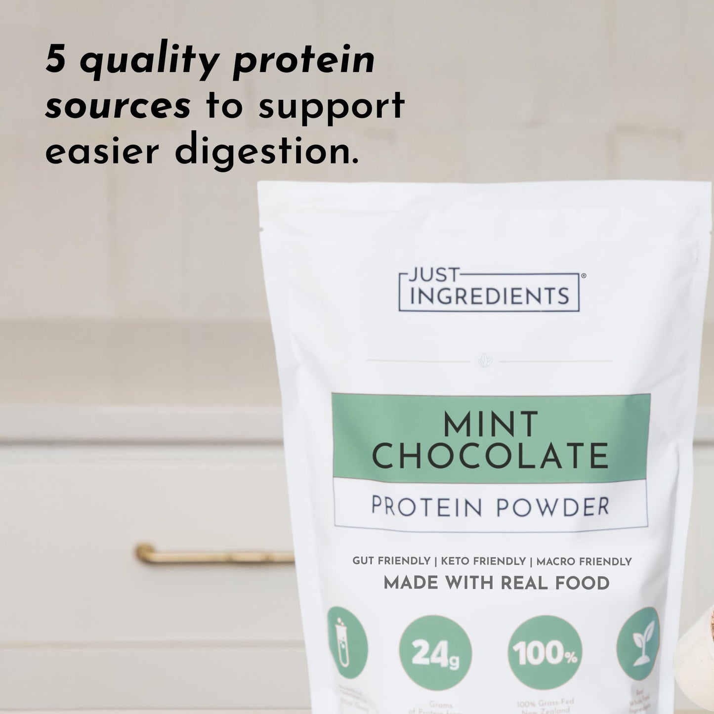 JUST INGREDIENTS Mint Chocolate Protein Powder Blend Bag 23 Count