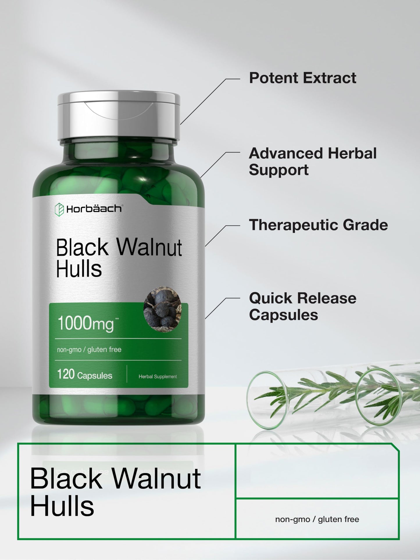 Horbäach Black Walnut Hulls 120 Capsules