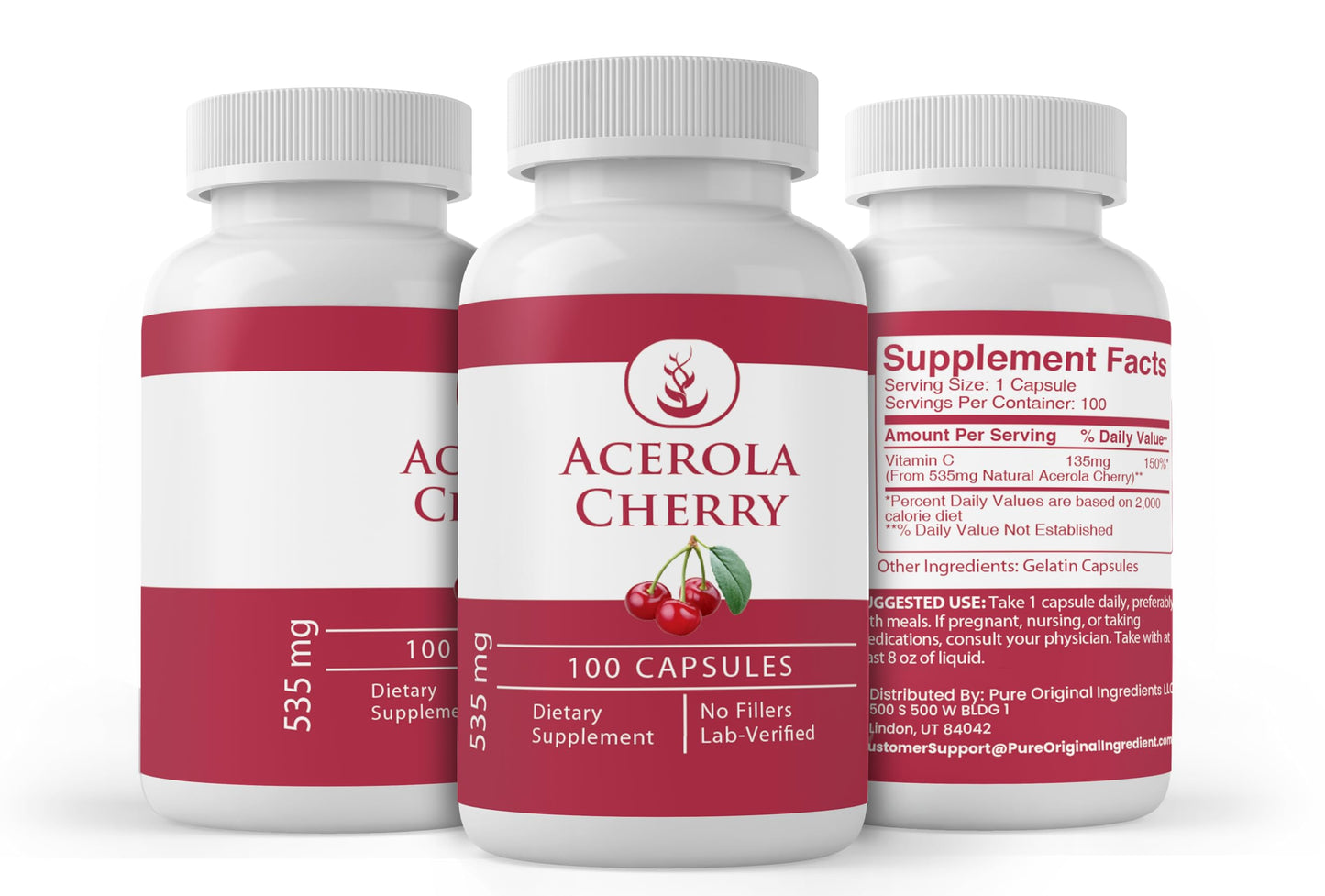 Pure Original Ingredients Acerola Cherry Capsules, 100 Count
