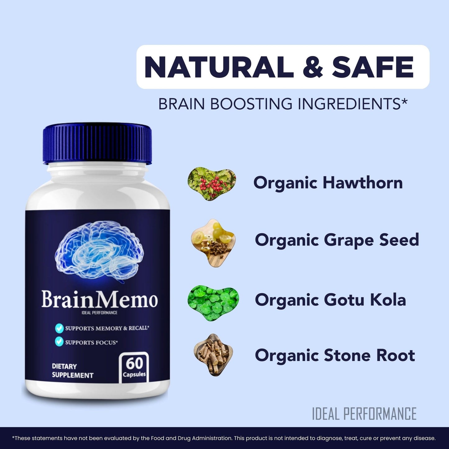 IDEAL PERFORMANCE Brain Memo Capsules, 120 Capsules