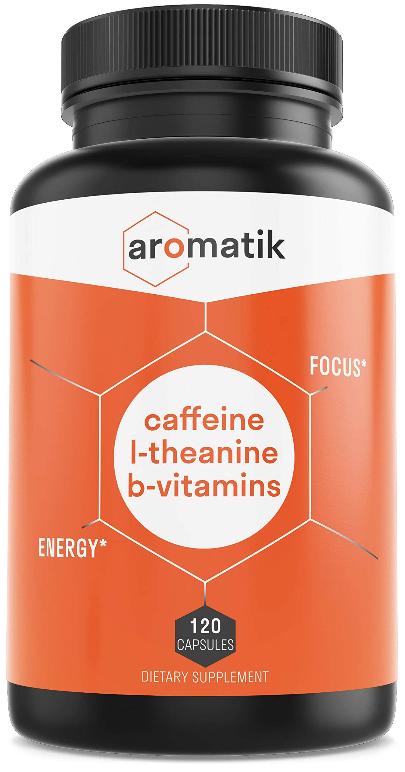 Aromatik Caffeine L-Theanine Focus Supplement Capsules 120 Count