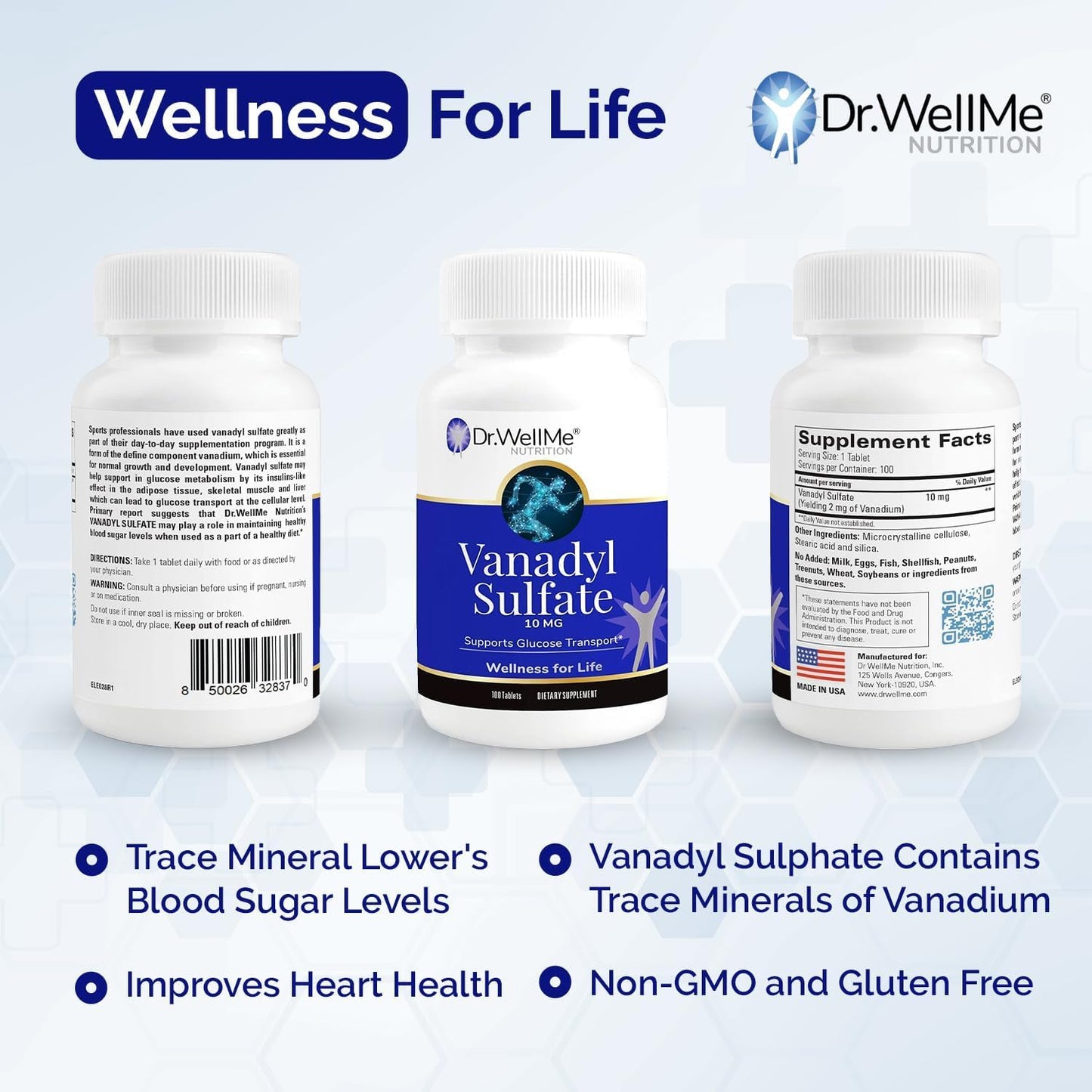 DR WELLME NUTRITION Vanadyl Sulfate 10mg 200 Tablets