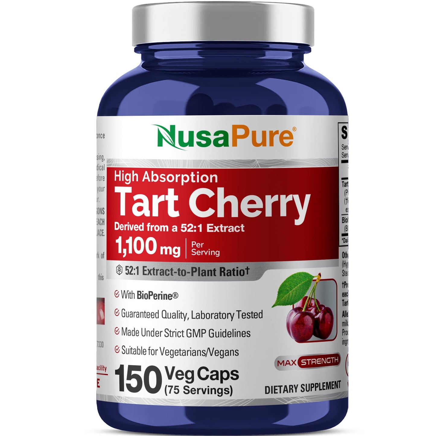 NusaPure Tart Cherry 1100 mg, 150 Veg Capsules