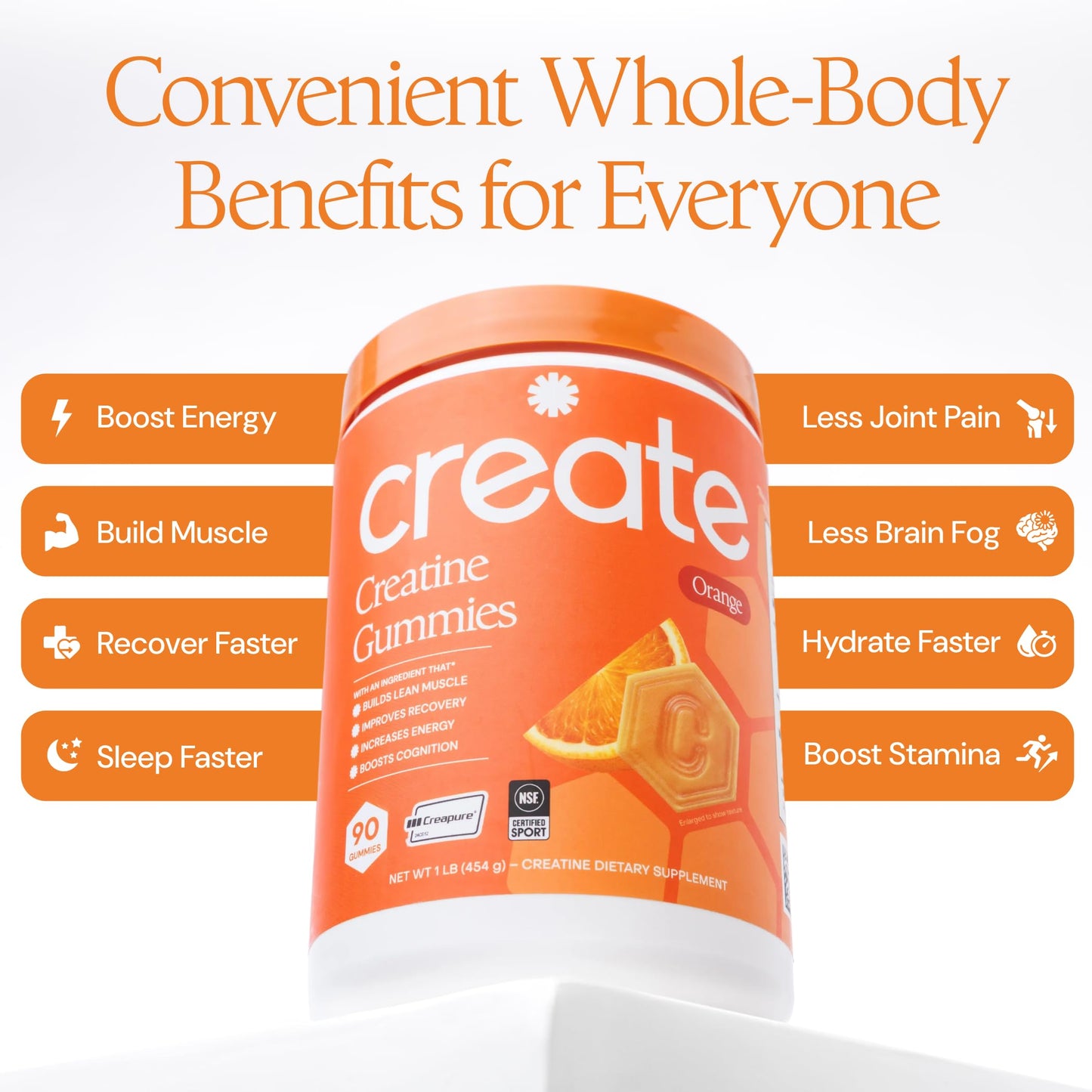 Create Creatine Monohydrate Gummies, 90 Count