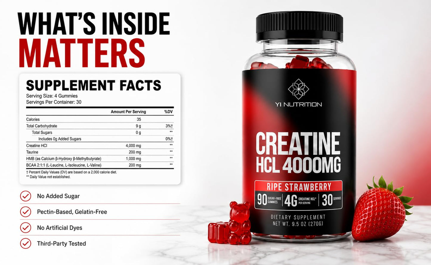 Yi Nutrition Creatine HCL Gummy 90 Count