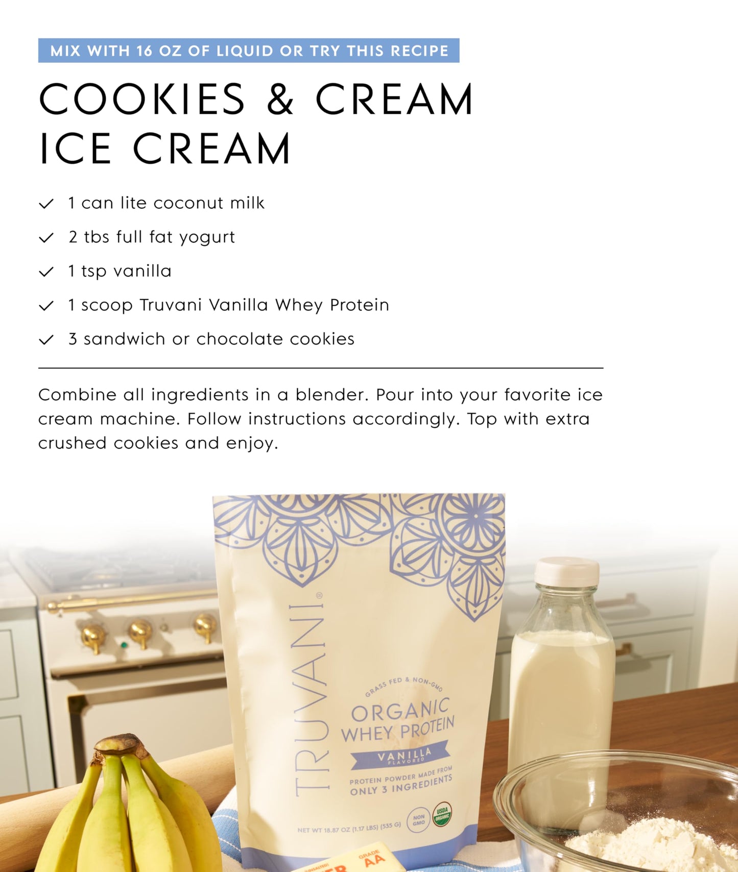 Truvani Organic Whey Protein Powder Vanilla 0.94 oz