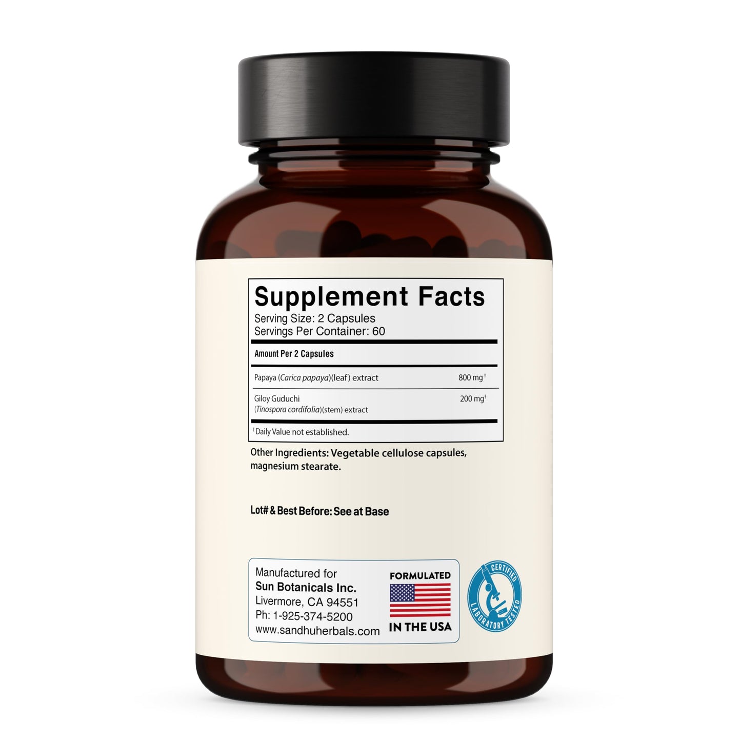 SANDHUHERBALS Papaya Leaf Extract 120 Capsules